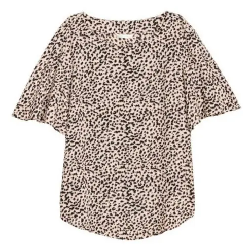 H&M Beige & Black Cheetah Print Flutter Sleeve Top - Image 8