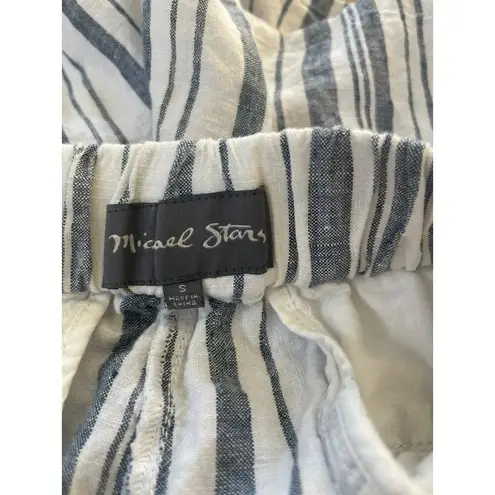Michael Stars Linen Striped Shorts Size Small Pull On Blue White Elastic Waist