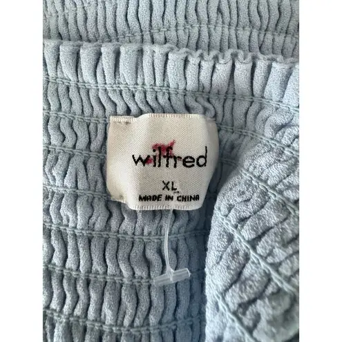 Wilfred Aritzia Novella Puff Sleeve Peasant Blouse Blue Sz XL