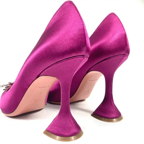 Amina Muaddi Begum Brooch Pointed Toe Pump Magenta Size 37 NEW