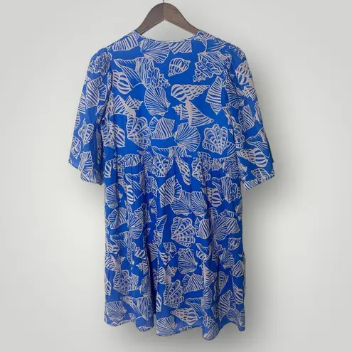 Sunshine Tienda Blue Shell Print Cotton Dress V