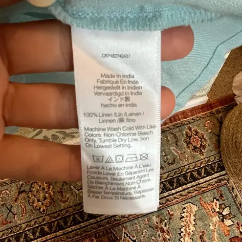 Madewell  Square Neck Cutout Mini Dress 100% Linen Light Blue Size 8 sold out