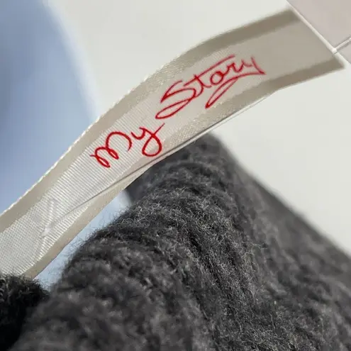 My Story Charcoal Keyhole Mock Neck Cowl Neck Long Sleeve Sweater Dress