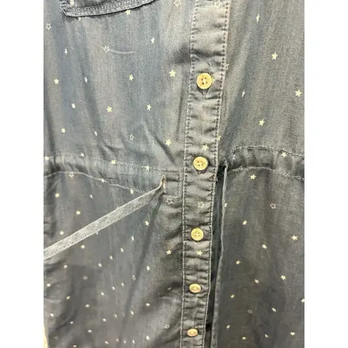 Thread & Supply Cap Sleeve Tencel Chambray Denim Tie Waist Dress Blue Small‎ S