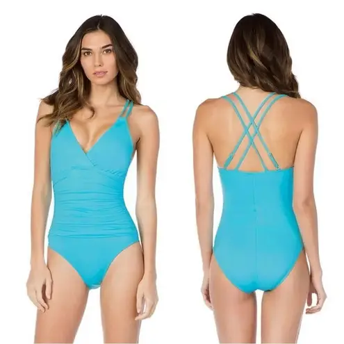 La Blanca Swimwear Island Goddess Surplice One Piece Underwire Size 0