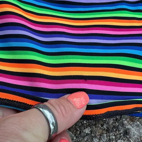 Catalina Vintage 90s neon rainbow stripe tankini top SMALL