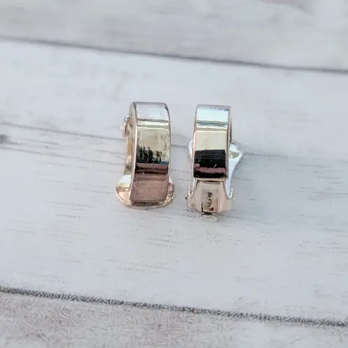 Vintage Clip On Earrings Silver Tone Hoops