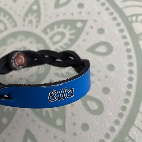 Canadian Leather Embroidered “Ella” Blue Snap Bracelet