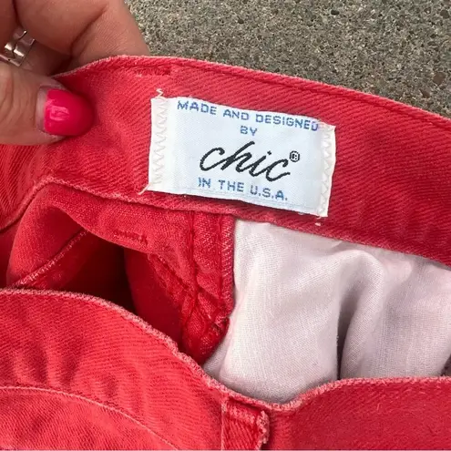 Vintage 80s 90s Chic Coral Red High Waist Taper Ankle Mom Jeans 26” waist