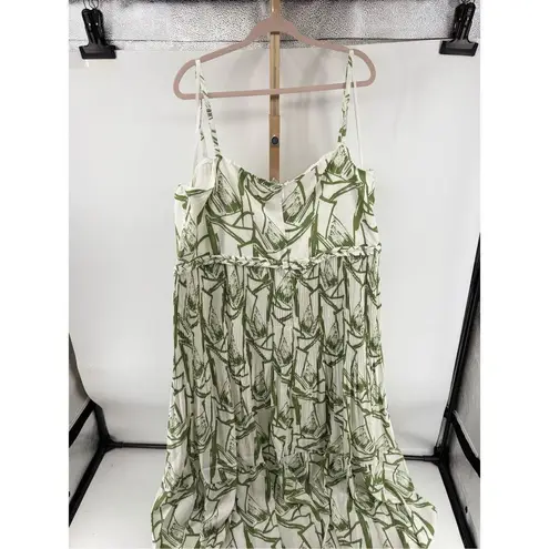 Fashion to figure FTF Rope Detail Sleeveless Maxi Dress White Green Print Women’s Plus Size 4 4X