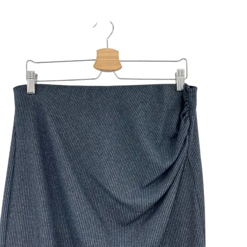 Max Mara Weekend Skirt Midi Pencil Ruched Draped Pinstripe Navy Blue Size XL