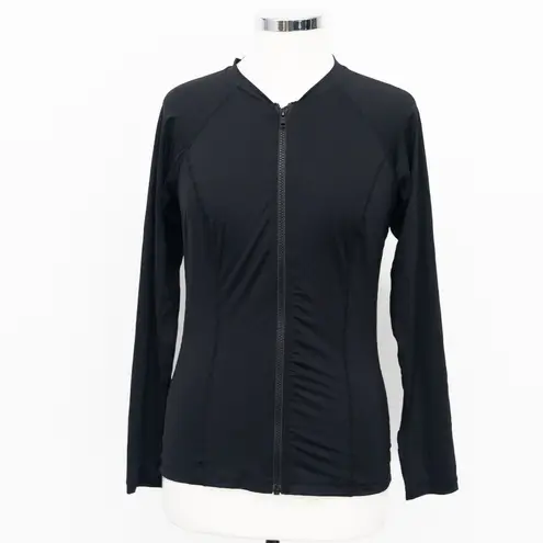 Sea Level Swim. Zip Long Sleeve Rashguard Top. Black Size 10