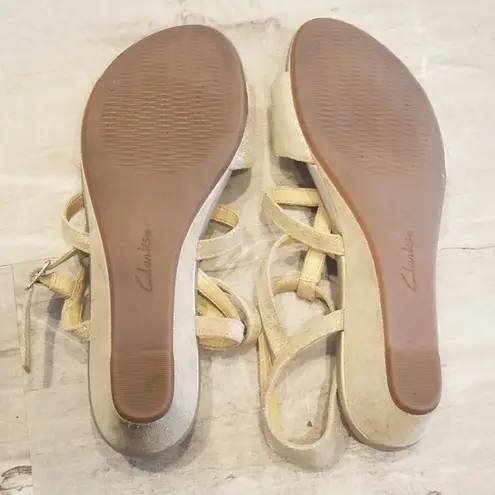 Clarks 💕💕 Gold Gladiator Platform Wedge Sandals thumbnail 8