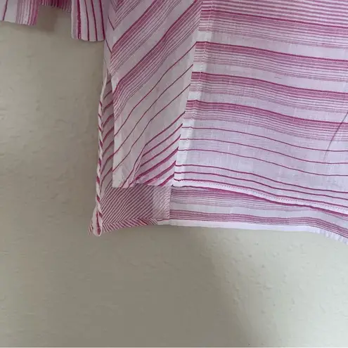 NYDJ Regatta Stripe Split Neck 3/4 Sleeves Cotton Tunic Size Small