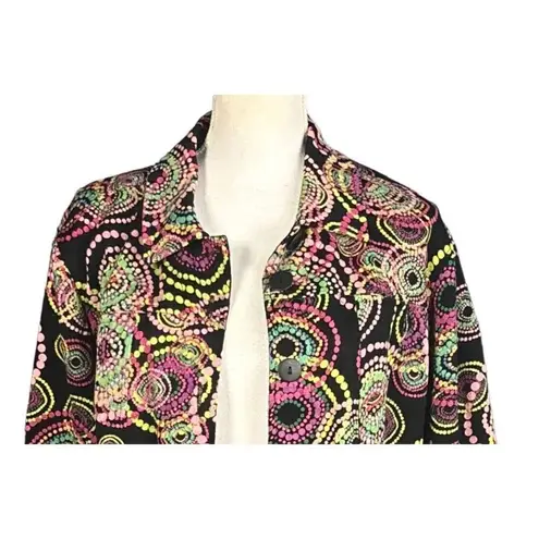 Lifestyle Jacket Size Large Geometric Swirls Black Pink Colorful Artsy Eclectic