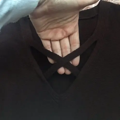 Free People Brown Criss Cross Tunic Sweater