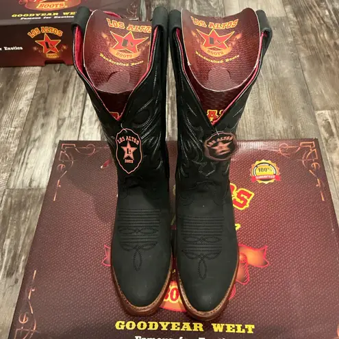 Los Altos Women’s Leather Black Cowboy Boots Size 6.5