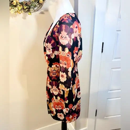 Broadway & Broome Floral Gathered Waist Dress V