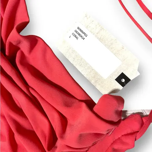 Katie May NEW Coral Winnipeg One Shoulder Ruched Knit Gown Size Large Side Slit