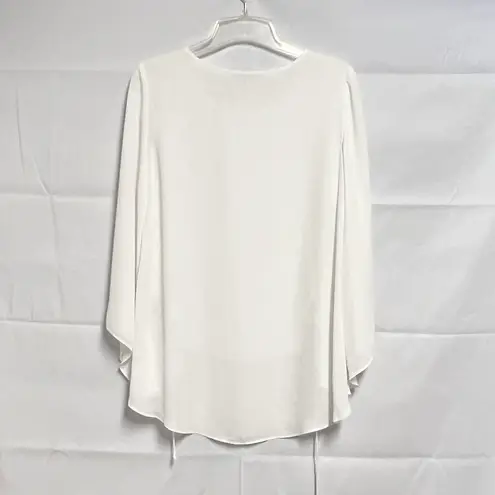 Liquid by Sione White Womens Top Small Lace Up Relaxed Flowy Flared Sleeves Chic