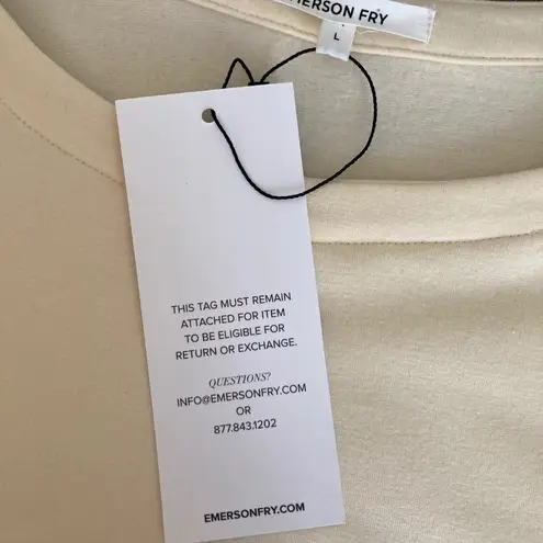 Emerson Fry Alice Sweater Dress Large Ivory Cream Puff Sleeve Neutral Minimalist