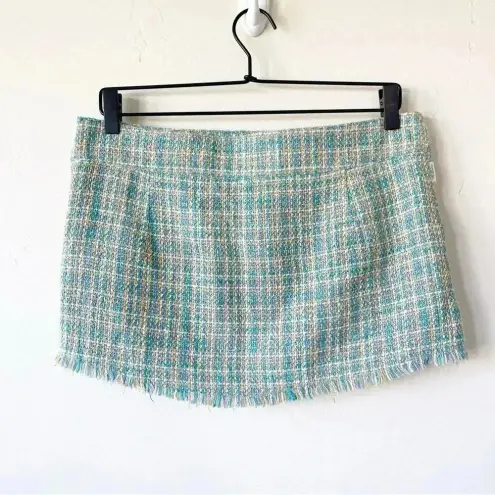 Hollister  Co. Vintage Y2K Tweed Mini Skirt Blue & Yellow Lowrise Size 7
