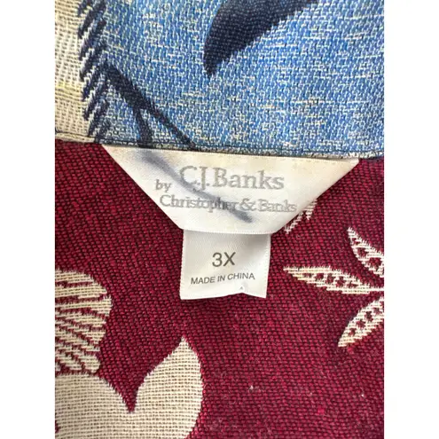 Christopher & Banks CJ Banks Vintage Floral Patchwork Sleeveless Button Down Top 3X Plus Size