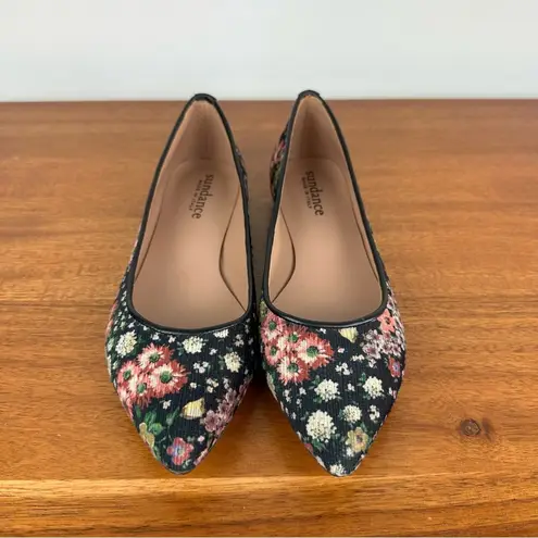 Sundance New! Black Floral Marais Flats, 5.5 US / 36 EU