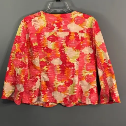 Hearts of Palm Orange Yellow Floral Button Colorful 3/4 Sleeve Jacket Career 14
