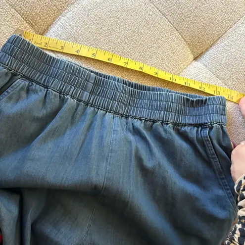 Johnny Was Wide Leg Denim Blue Paradiso Pull On Pants Embroidered Size Small