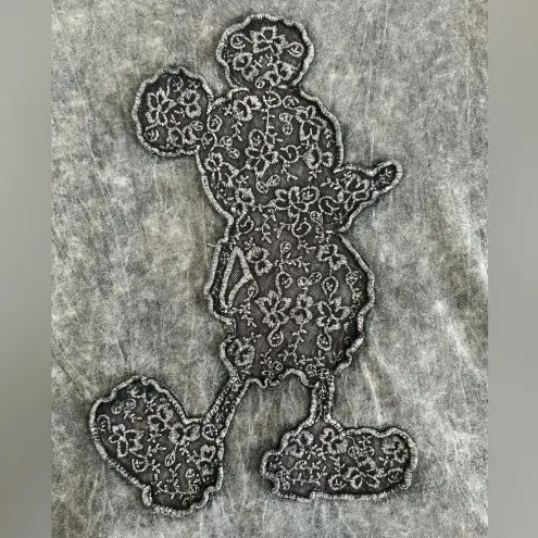 Disney  Women’s Gray Marble Embroidered‎ Mickey Mouse Cotton Shirt Medium