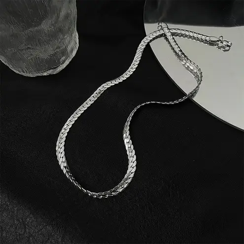 Snake Bone Chain Necklace for Men Women Streetwear Unisex Hip Hop Style Silver