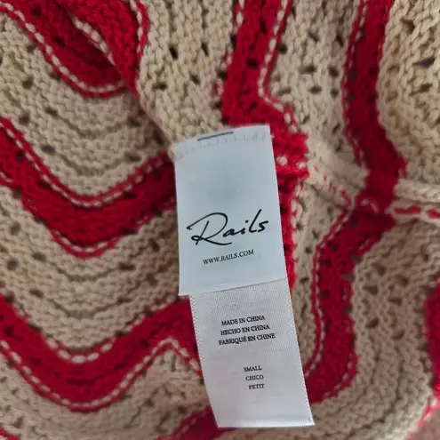 Rails Coen Ruffle Sleeve Peplum Sweater Small Cherry Oat Stripe