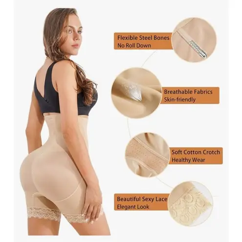 NEW Nebility Tummy Control Lace Butt Lifter Shapewear S Tan