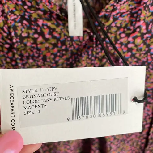 Apiece Apart Betina Blouse in Tiny Petals Magenta