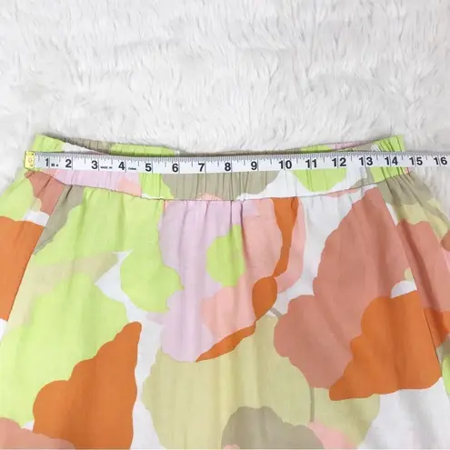EVERY Linen Blend Maxi Skirt Abstract Print Pull On Green Orange Size Medium New