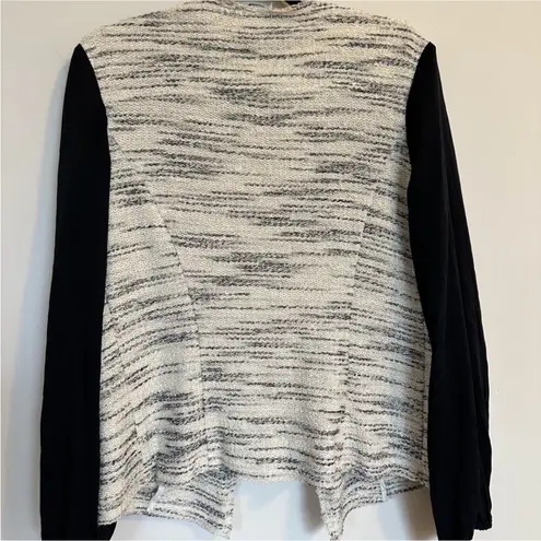 Drew  Size Medium Bouclee Silk Sleeves Moto Jacket Open Front Knit Frayed Edge - Image 3