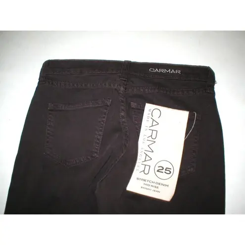 New NWT $216 Designer Carmar Skinny Destroyed Knee Brown Jeans Womens 25 USA