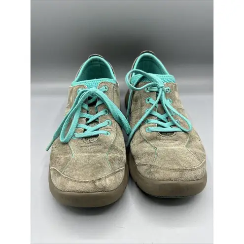 Dansko Women’s Sneakers Sz 39 Elise Gray Turquoise Suede Comfort Casual Walking
