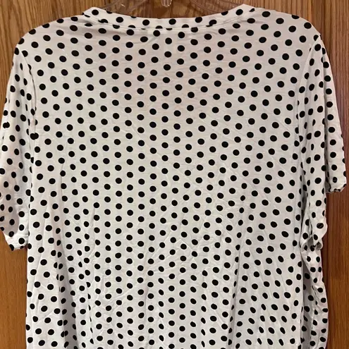Sejour by Nordstrom White & Black Polka Dot Print Nina Sleep Shirt Plus Size 1X