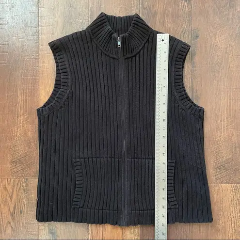 Ralph Lauren LAUREN by  chocolate brown ribbed knit zipper vest, size XL