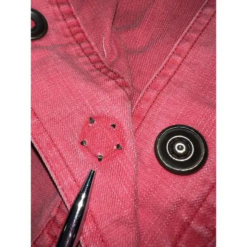 Coldwater Creek Jacket Womens Washed Red Cotton Pullover Denim Hooded Size 3X