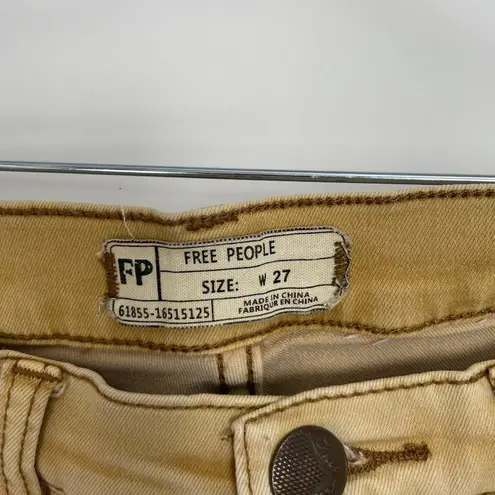 Free People  Women's Tan Distressed High Rise Denim Skinny Jeans Size 27