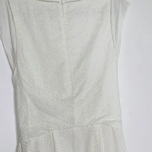 Rebecca Taylor White Netted Eyelet Tie-Waist Cap Sleeve Dress Size 8 Md Coquette