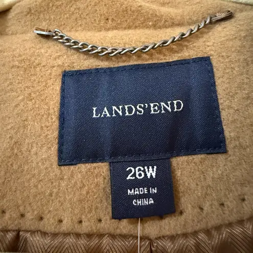 Lands’ End Camel Long Coat Wool Blend Double Breasted Women’s Plus Size 26W 26 W