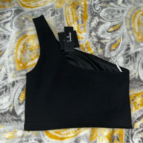 Lulus  black one shoulder cropped blouse size small