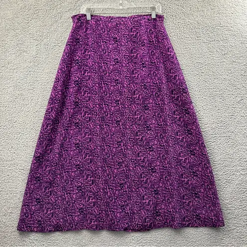 Vintage Laura Leigh Ltd 100% Silk Floral Maxi Skirt Fairy Grunge Boho Retro W 12 Purple