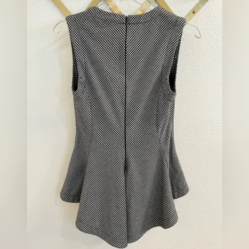 Derek Lam Collective Patterned Peplum Top 44 Medium Black white