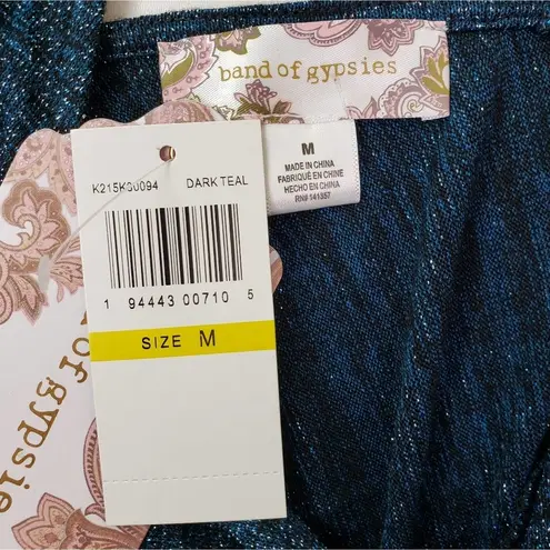 Band of Gypsies  Gemme Long Sleeve Faux Wrap Metallic Dress M NEW