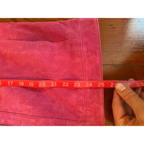 Reed Leather Co. Pink Suede Jacket Women’s Large Vintage Style Zip Up Moto Coat Red